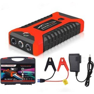 Portable Car Jump Starter 300 A Starting Current, 800 A Peak Booster Power Bank with LED Flashlight, Type‑C Charging Cable & Carry Case