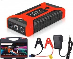 Portable Car Jump Starter 300 A Starting Current, 800 A Peak Booster Power Bank with LED Flashlight, Type‑C Charging Cable & Carry Case