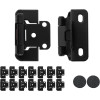 JQK 1/2 Inch Overlay Cabinet Door Hinges Black Semi Partial Wrap, 20 Pack 10 Pairs Flush Face Mount Cupboard Self-Closing Kitchen Cabinet Hinges with Door Bumper, CH400-BK-P20