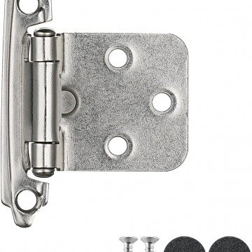 JQK 1/2 Inch Overlay Cabinet Door Hinges Satin Nickel, 20 Pack 10 Pairs Flush Face Mount Cupboard Self-Closing Kitchen Cabinet Hinges, CH200-SN-P20