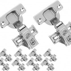 JQK Cabinet Door Hinges Soft Closing, 1/2 Partial Overlay Cupboard Door Hinge for Face Frame Cabinets, Metal 10 Pack, CH300-SN-P10