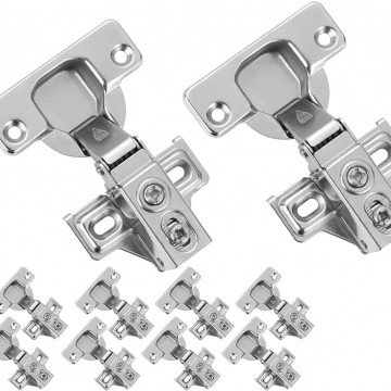 JQK Cabinet Door Hinges Soft Closing, 1/2 Partial Overlay Cupboard Door Hinge for Face Frame Cabinets, Metal 10 Pack, CH300-SN-P10
