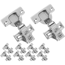 JQK Cabinet Door Hinges Soft Closing, 1/2 Partial Overlay Cupboard Door Hinge for Face Frame Cabinets, Metal 10 Pack, CH300-SN-P10