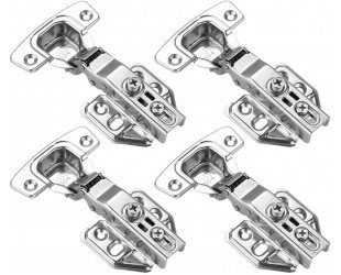 JQK Cabinet Hinges, 100 Degree Soft Closing Full Overlay Door Hinge for Frameless Cabinets, Stainless Steel Nickel Plated Finish, 4 Pack, CH100-P4