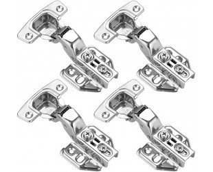JQK Cabinet Hinges, 100 Degree Soft Closing Insert Door Hinge for Frameless Cabinet, Stainless Steel Nickel Plated Finish, 4 Pack, CH102-4P