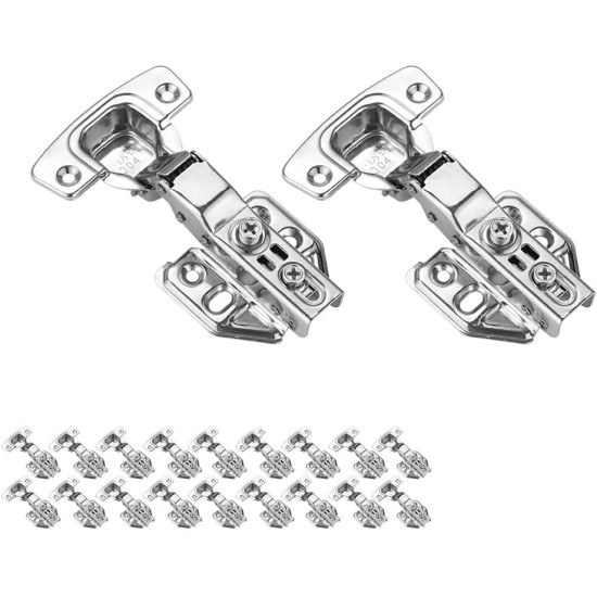 JQK Cabinet Hinges, 100 Degree Soft Closing Insert Door Hinge for Frameless Cabinet, Stainless Steel Nickel Plated Finish, 4 Pack, CH102-4P