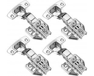 JQK Cabinet Hinges, 100 Degree Soft Closing Partical Overlay Door Hinge for Frameless Cabinets, Stainless Steel Nickel Plated Finish, 4 Pack, CH101-P4