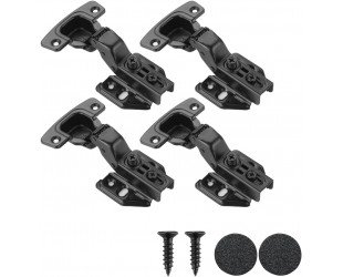 JQK Cabinet Hinges Black, 100 Degree Soft Closing Insert Door Hinge for Frameless Cabinet with Door Bumper, Stainless Steel Matte Black Finish, 4 Pack, CH102-PB-P4
