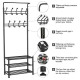 Yaheetech 3-in-1 Coat Rack Shoe Bench, Entryway Hall Tree with 18 Hooks and 3-Tier Shoe Storage Bench, Metal Coat Hat Stand Rod for Hanging Jacket, Easy Assembly, Black