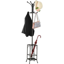 Yaheetech Coat Rack and Umbrella Stand, Entryway Coat Rack Hat Hanger Hooks Hall Tree Stand for Home or Office, Black