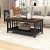 ChooChoo Farmhouse Coffee Table, Black Living Room Table with Shelf, 40 Inch