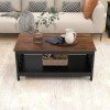 ChooChoo Farmhouse Coffee Table, Black Living Room Table with Shelf, 40 Inch