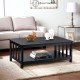 ChooChoo Mission Coffee Table, Black Wood Living Room Table with Shelf, 40 Black ChooChoo Mission Coffee Table, Black Wood Living Room Table with Shelf, 40 Black