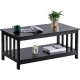 ChooChoo Mission Coffee Table, Black Wood Living Room Table with Shelf, 40 Black