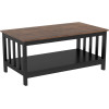 ChooChoo Mission Coffee Table, Black Wood Living Room Table with Shelf, 40 Black