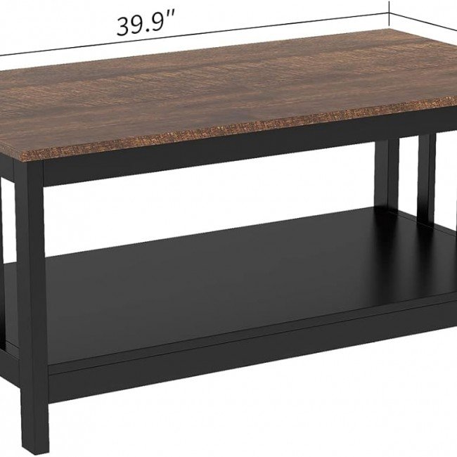ChooChoo White Coffee Table, Farmhouse Living Room Table with Shelf, 40 Inch ChooChoo White Coffee Table, Farmhouse Living Room Table with Shelf, 40 Inch
