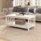 ChooChoo White Coffee Table, Farmhouse Living Room Table with Shelf, 40 Inch ChooChoo White Coffee Table, Farmhouse Living Room Table with Shelf, 40 Inch