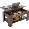 FDW Lift Top Coffee Table with Hidden Compartment and Storage Shelf Wooden Lift Tabletop for Home Living Room Reception Room Office (Brown)