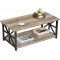 GreenForest Coffee Table for Living Room with Round Corners Farmhouse Style Center Table with Storage Shelf 39 Inch Space Saving Easy Assembly Gray Wash