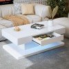 IKIFLY Modern LED Coffee Table with Drawer, White High Glossy Rectangle Coffee End Table with 16 Colors LED Lights for Living Room Bedroom IKIFLY Modern LED Coffee Table with Drawer, White High Glossy Rectangle Coffee End Table with 16 Colors LED Lights for Living Room Bedroom