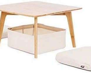 Small Coffee Table Square Tatami Table Storage Basket 2 Sponge Cushions Living Room Furniture