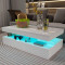 SUCXDZQ LED Coffee Table, Modern High Gloss Coffee Table with Remote Control, White Rectangular Coffee Table for Living Room