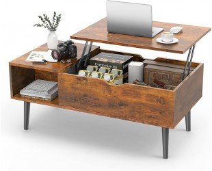 Sweetcrispy Coffee Table, Lift Top Coffee Tables for Living Room,Rising Tabletop Wood Dining Center Tables with Storage Shelf and Hidden Compartment