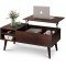 WLIVE Lift Top Coffee Table for Living Room,Small Coffee Table with Storage,Hidden Compartment and Adjustable Shelf,Mid Century Modern, Wood,Cherry,Espresso.