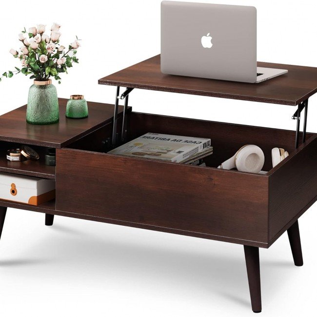 WLIVE Lift Top Coffee Table for Living Room,Small Coffee Table with Storage,Hidden Compartment and Adjustable Shelf,Mid Century Modern, Wood,Cherry,Espresso. WLIVE Lift Top Coffee Table for Living Room,Small Coffee Table with Storage,Hidden Compartment and Adjustable Shelf,Mid Century Modern, Wood,Cherry,Espresso.