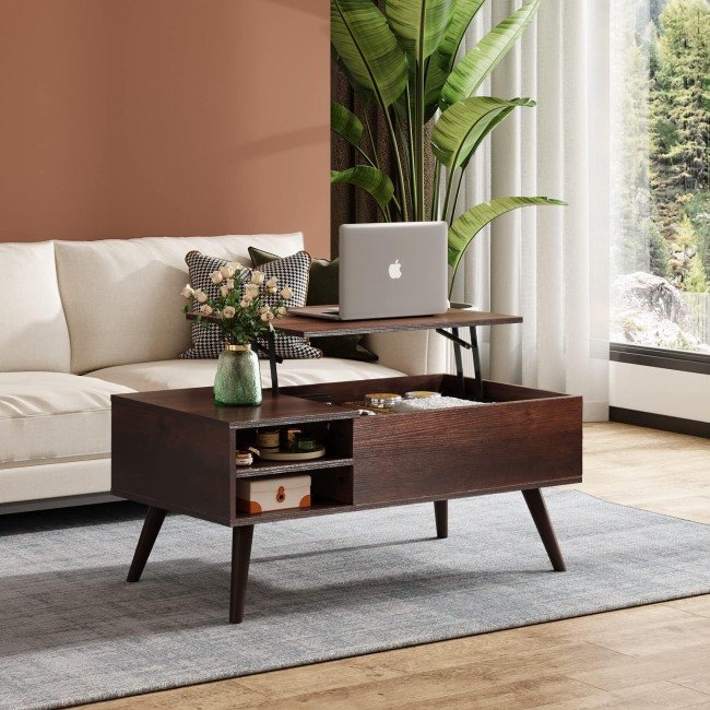 WLIVE Lift Top Coffee Table for Living Room,Small Coffee Table with Storage,Hidden Compartment and Adjustable Shelf,Mid Century Modern, Wood,Cherry,Espresso. WLIVE Lift Top Coffee Table for Living Room,Small Coffee Table with Storage,Hidden Compartment and Adjustable Shelf,Mid Century Modern, Wood,Cherry,Espresso.