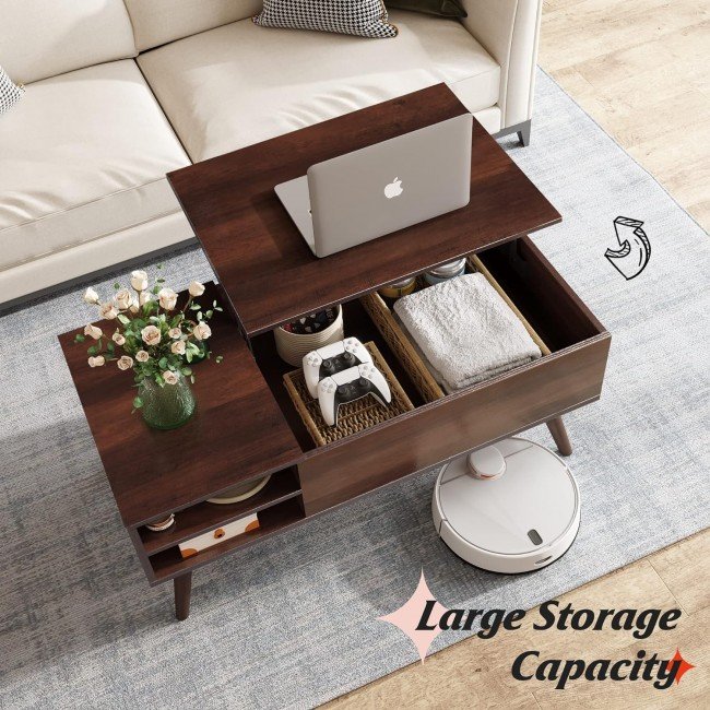 WLIVE Lift Top Coffee Table for Living Room,Small Coffee Table with Storage,Hidden Compartment and Adjustable Shelf,Mid Century Modern, Wood,Cherry,Espresso. WLIVE Lift Top Coffee Table for Living Room,Small Coffee Table with Storage,Hidden Compartment and Adjustable Shelf,Mid Century Modern, Wood,Cherry,Espresso.