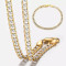  Men's Necklace Bracelet Set  4mm Flat Hammered Curb CubanGold Color Mix Silver Color for Women Men  Jewelry Set GN64A
