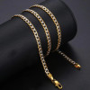  Men's Necklace Bracelet Set 4mm Flat Hammered Curb CubanGold Color Mix Silver Color for Women Men Jewelry Set GN64A
