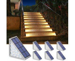 NIORSUN Solar Outdoor Step Lights Warm White Triangle IP67 Waterproof Auto on Off Decoration Deck Lights for Patio Yard, Driveway, Porch, Front Door, Sidewalk, 6 Pack