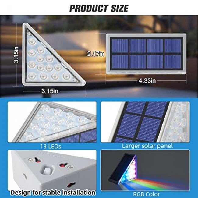 NIORSUN Solar Outdoor Step Lights Warm White Triangle IP67 Waterproof Auto on Off Decoration Deck Lights for Patio Yard, Driveway, Porch, Front Door, Sidewalk, 6 Pack NIORSUN Solar Outdoor Step Lights Warm White Triangle IP67 Waterproof Auto on Off Decoration Deck Lights for Patio Yard, Driveway, Porch, Front Door, Sidewalk, 6 Pack