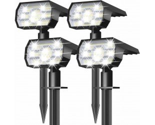 NYMPHY Solar Lights Outdoor Waterproof IP68, 56 LED 3 Lighting Modes Solar Powered Garden Yard Spot Solar Lights for Outside Landscape- 4 Pack (Cool White)