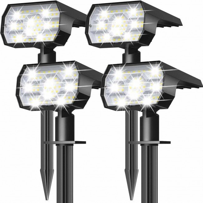 NYMPHY Solar Lights Outdoor Waterproof IP68, 56 LED 3 Lighting Modes Solar Powered Garden Yard Spot Solar Lights for Outside Landscape- 4 Pack (Cool White) NYMPHY Solar Lights Outdoor Waterproof IP68, 56 LED 3 Lighting Modes Solar Powered Garden Yard Spot Solar Lights for Outside Landscape- 4 Pack (Cool White)