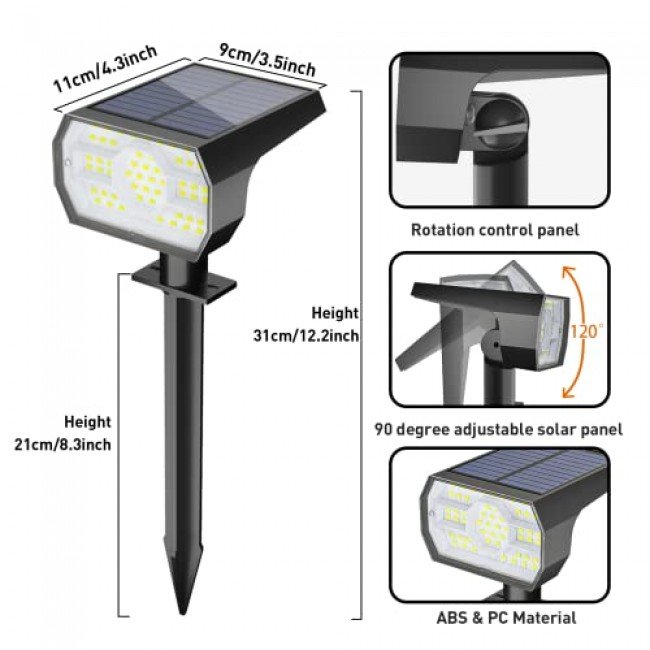 NYMPHY Solar Lights Outdoor Waterproof IP68, 56 LED 3 Lighting Modes Solar Powered Garden Yard Spot Solar Lights for Outside Landscape- 4 Pack (Cool White) NYMPHY Solar Lights Outdoor Waterproof IP68, 56 LED 3 Lighting Modes Solar Powered Garden Yard Spot Solar Lights for Outside Landscape- 4 Pack (Cool White)