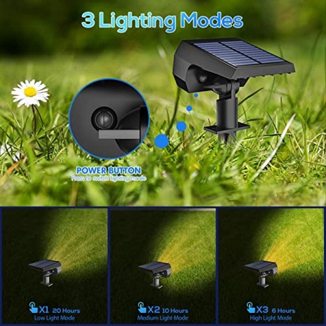 NYMPHY Solar Lights Outdoor Waterproof IP68, 56 LED 3 Lighting Modes Solar Powered Garden Yard Spot Solar Lights for Outside Landscape- 4 Pack (Cool White)