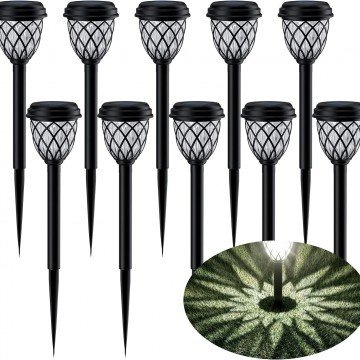 ruhotili Solar Outdoor Lights, Solar Lights Outdoor Waterproof IP65, Bright Powered by Solar Garden Lights for Patio, Yard, Driveway Decoration (10 Pack)