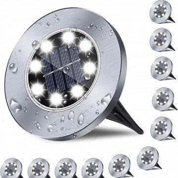 Solar Ground Lights, Waterproof Garden Upgraded Outdoor Bright in-Ground Landscape Lights for Pathway,Yard,Deck,Lawn,Patio,Walkway (12 Pack White Light)