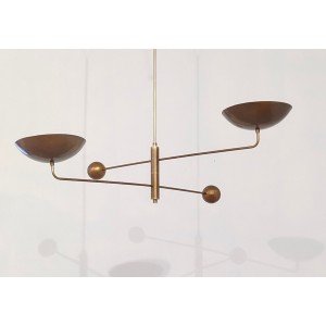 2 Light Curved Pendant Mid Century Modern Raw Brass Sputnik Chandelier Light Fixture - Letsgosale.com