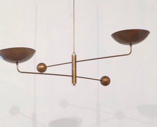 2 Light Curved Pendant Mid Century Modern Raw Brass Sputnik Chandelier Light Fixture - Letsgosale.com