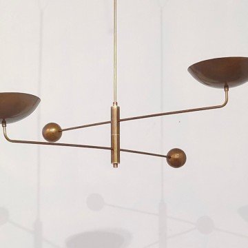 2 Light Curved Pendant Mid Century Modern Raw Brass Sputnik Chandelier Light Fixture - Letsgosale.com