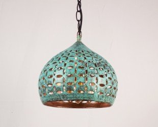 Oxidized Dome Copper Pendant Light Hand Carved Copper Kitchen Island Lighting Copper Industrial Lamp Art Deco Copper Light Fixture - Letsgosale.com