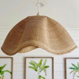 Woven Pendant Light Shade, Hanging Dancing Basket Lightshade, Handwoven With Ilala Palm. Coastal Pendant Light Shade - Letsgosale.com