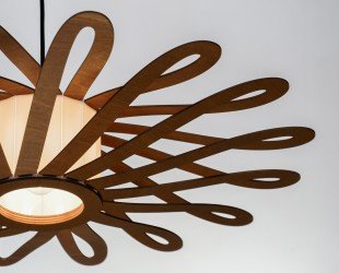 Brown UFO Lampshade, Wood Ceiling Light, Scandinavian Pendant, BRADA, Wood Lamp, Plywood Chandelier, Wood Pendant Light, Wood Light - Letsgosale.com