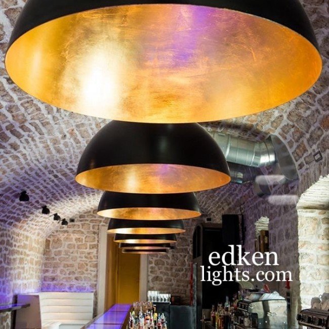 SET OF 2 Black Brass Dome Fixture Ceiling, Modern Ceiling, Kitchen Island Lights, Boho Pendant Lamp , Black Outside & Gold Inside - Letsgosale.com SET OF 2 Black Brass Dome Fixture Ceiling, Modern Ceiling, Kitchen Island Lights, Boho Pendant Lamp , Black Outside & Gold Inside - Letsgosale.com