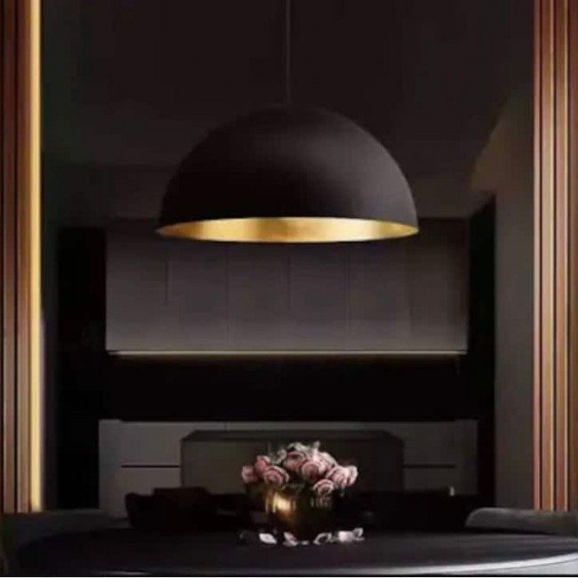 SET OF 2 Black Brass Dome Fixture Ceiling, Modern Ceiling, Kitchen Island Lights, Boho Pendant Lamp , Black Outside & Gold Inside - Letsgosale.com SET OF 2 Black Brass Dome Fixture Ceiling, Modern Ceiling, Kitchen Island Lights, Boho Pendant Lamp , Black Outside & Gold Inside - Letsgosale.com