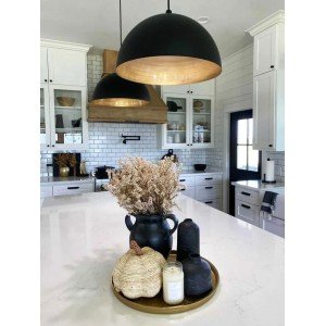 SET OF 2 Black Brass Dome Fixture Ceiling, Modern Ceiling, Kitchen Island Lights, Boho Pendant Lamp , Black Outside & Gold Inside - Letsgosale.com